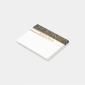 Zebra Brown Gold Sparkle Glam Trendy Personalized Post-it® Notes (Schuin)