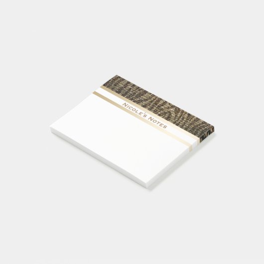 Zebra Brown Gold Sparkle Glam Trendy Personalized Post-it® Notes (Schuin)