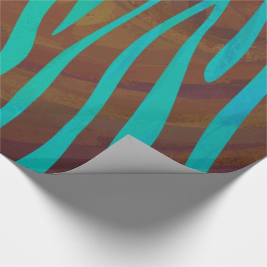 Zebra bruin en Blauwgroen afdrukken Cadeaupapier (Hoek)