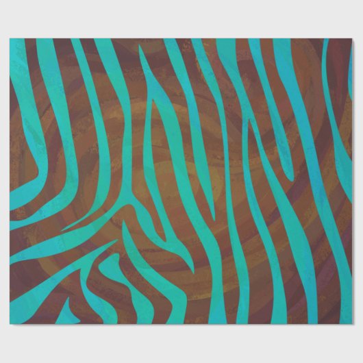 Zebra bruin en Blauwgroen afdrukken Cadeaupapier (Vlak)
