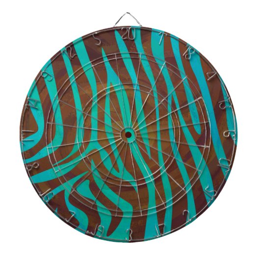 Zebra bruin en Blauwgroen afdrukken Dartbord (Voorkant)