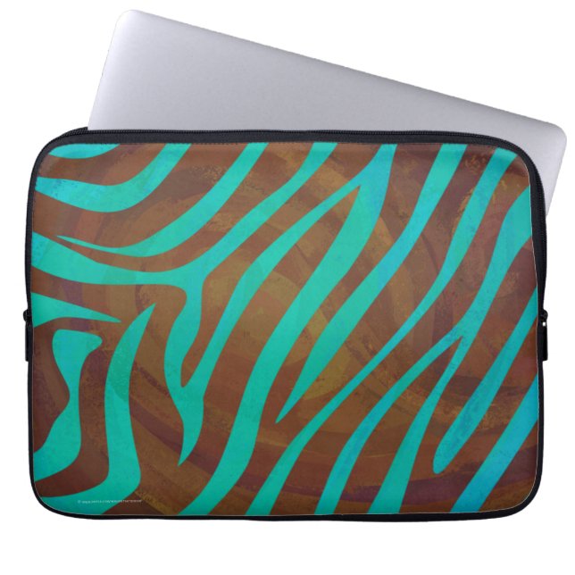 Zebra bruin en Blauwgroen afdrukken Laptop Sleeve (Voorkant)