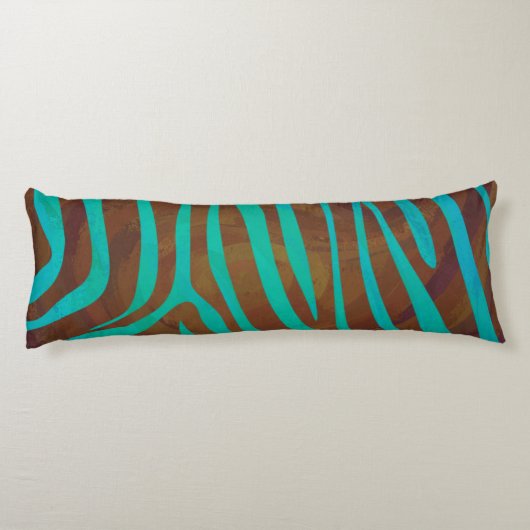 Zebra bruin en Blauwgroen afdrukken Lichaamskussen (Achterkant)