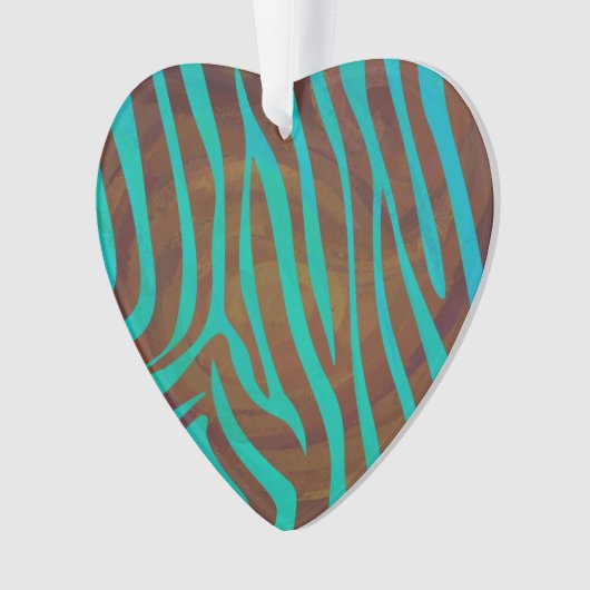 Zebra bruin en Blauwgroen afdrukken Ornament (voorkant)