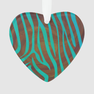 Zebra bruin en Blauwgroen afdrukken Ornament