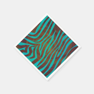 Zebra bruin en Blauwgroen afdrukken Servet