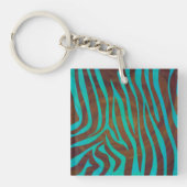 Zebra bruin en Blauwgroen afdrukken Sleutelhanger (Voorkant)