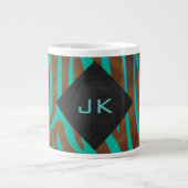 Zebra bruin en Blauwgroen met monogram Jumbo Mok (Voorkant)
