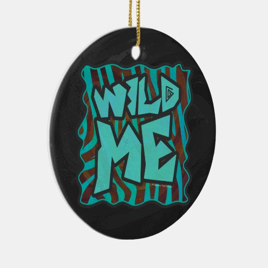 Zebra bruin en Blauwgroen "Wild Me Design" Keramisch Ornament (Rechts)