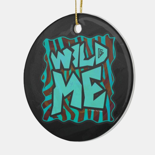 Zebra bruin en Blauwgroen "Wild Me Design" Keramisch Ornament (Links)