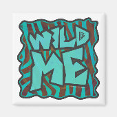 Zebra bruin en Blauwgroen "Wild Me Design" Magneet (Voorkant)