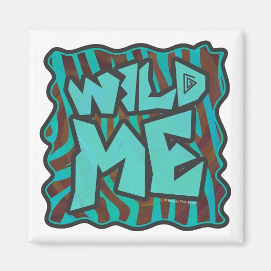 Zebra bruin en Blauwgroen "Wild Me Design" Magneet (Voorkant)