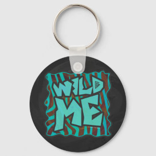 Zebra bruin en Blauwgroen "Wild Me Design" Sleutelhanger
