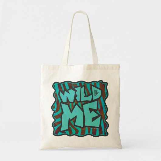Zebra bruin en Blauwgroen "Wild Me Design" Tote Bag (Voorkant)