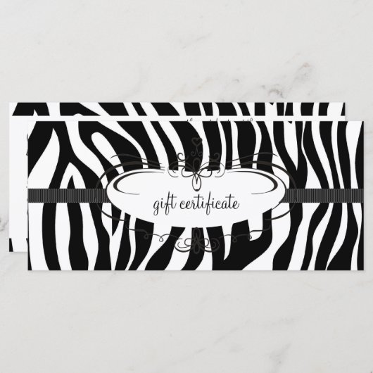 Zebra Cadeaubon: Rack Kaart (Voorkant / Achterkant)