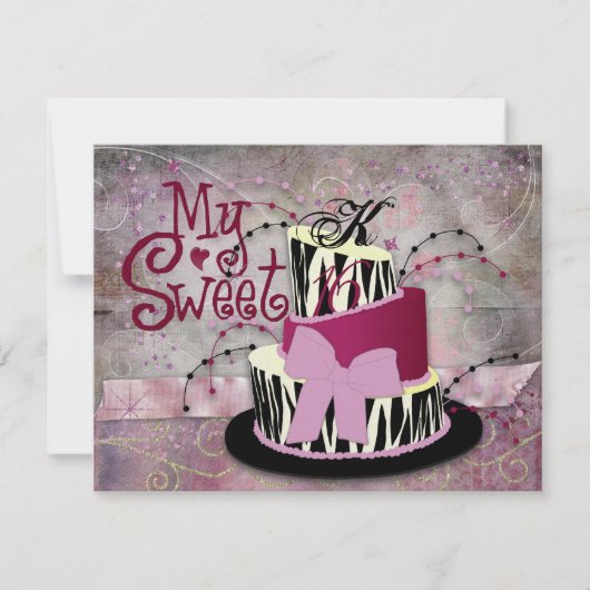 Zebra Cake Sweet 16 Invitations (Devant)