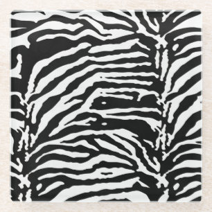 Zebra Camouflage Black en White Artistic Pattern Glazen Onderzetter