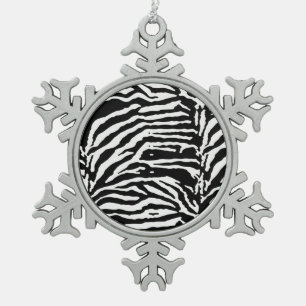 Zebra Camouflage Black en White Artistic Pattern Tin Sneeuwvlok Ornament