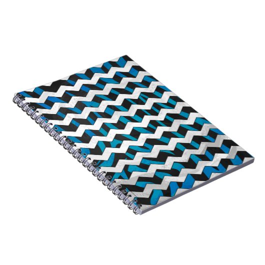 Zebra Chevron Black en Blue Notitieboek (Rechterzijde)