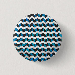 Zebra Chevron Black en Blue Ronde Button 3,2 Cm