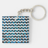 Zebra Chevron Black en Blue Sleutelhanger (Achterkant)