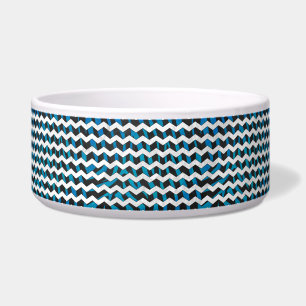 Zebra Chevron Black en Blue Voerbakje