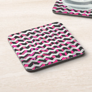 Zebra Chevron Black en Hot Pink Drankjes Onderzetter