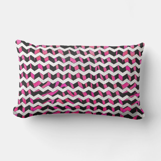 Zebra Chevron Black en Hot Pink Kussen (Voorkant)
