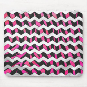 Zebra Chevron Black en Hot Pink Muismat
