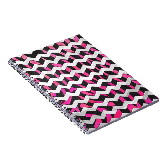 Zebra Chevron Black en Hot Pink Notitieboek (Rechterzijde)