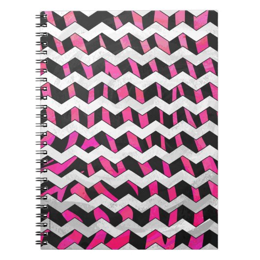 Zebra Chevron Black en Hot Pink Notitieboek (Voorkant)