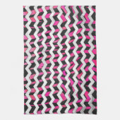 Zebra Chevron Black en Hot Pink Theedoek (Verticaal)