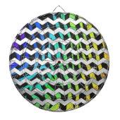 Zebra Chevron Black en Rainbow Print Dartbord (Voorkant)