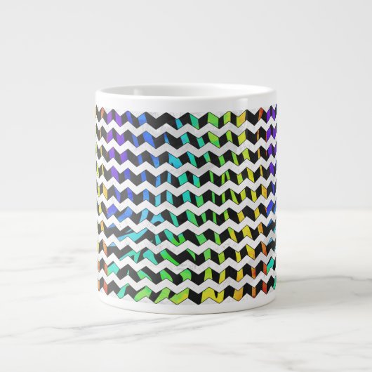 Zebra Chevron Black en Rainbow Print Grote Koffiekop (Voorkant)