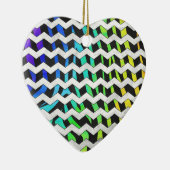 Zebra Chevron Black en Rainbow Print Keramisch Ornament (Rechts)