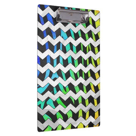 Zebra Chevron Black en Rainbow Print Klembord (Rechts)