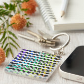 Zebra Chevron Black en Rainbow Print Sleutelhanger (Voorkant Rechts)