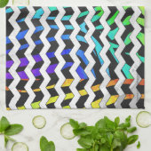 Zebra Chevron Black en Rainbow Print Theedoek (Gevouwen)