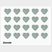 Zebra Chevron Brown en Blauwgroen print Hart Sticker (Vel)