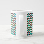 Zebra Chevron Brown en Blauwgroen print Jumbo Beker (Achterkant)