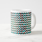 Zebra Chevron Brown en Blauwgroen print Jumbo Beker (Voorkant rechts)