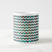 Zebra Chevron Brown en Blauwgroen print Jumbo Beker (Voorkant)