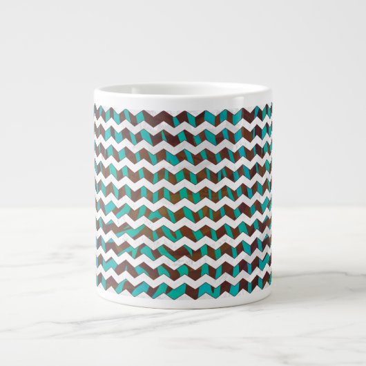 Zebra Chevron Brown en Blauwgroen print Jumbo Beker (Voorkant)