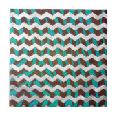 Zebra Chevron Brown en Blauwgroen print Tegeltje (Voorkant)