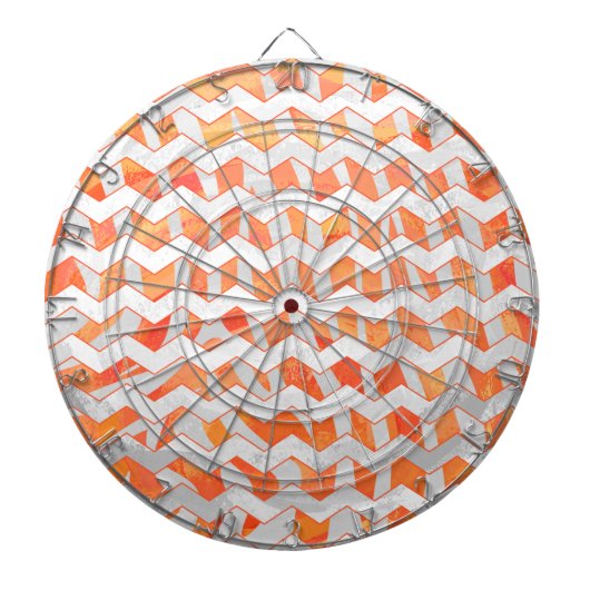 Zebra Chevron Oranje en wit Dartbord (Voorkant)