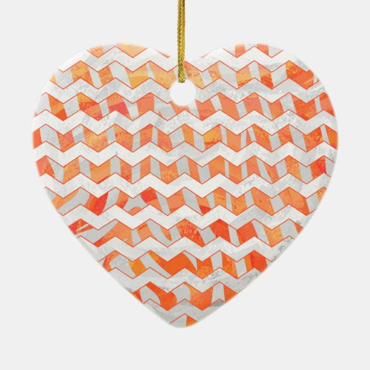 Zebra Chevron Oranje en wit Keramisch Ornament (Achterkant)