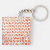 Zebra Chevron Oranje en wit Sleutelhanger (Achterkant)
