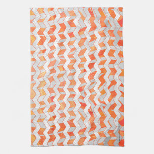 Zebra Chevron Oranje en wit Theedoek