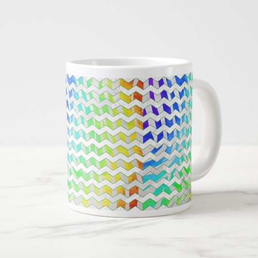 Zebra Chevron Rainbow en White Print Extra Grote Mok (Voorkant rechts)