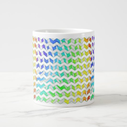 Zebra Chevron Rainbow en White Print Extra Grote Mok (Voorkant)
